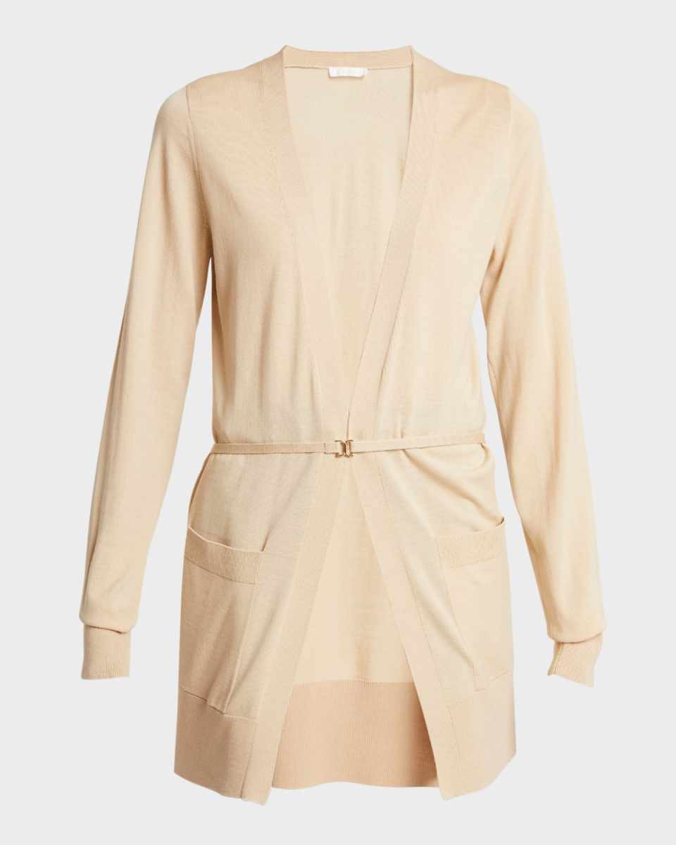Open-Front Wool Knit Cardigan